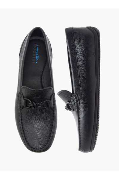 Mister Duchini Textured Slip-On Moccasins with Metal Accent