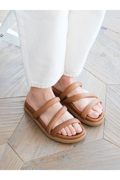 Munshoes Γυναικείες παντόφλες με χοντρή σόλα Lily από γνήσιο δέρμα