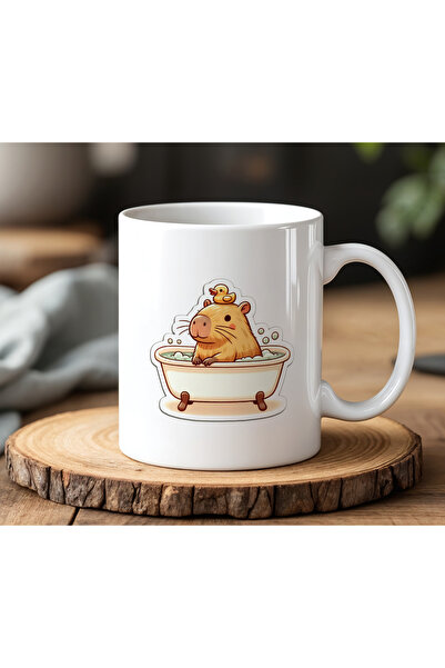 BB TRADE Capybara Shower Designed White Ceramic Printed Mug 330ml