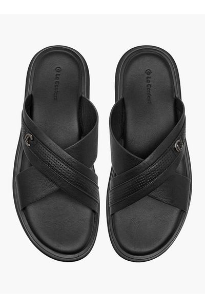 Le Confort Textured Cross Strap Slip-On Sandals