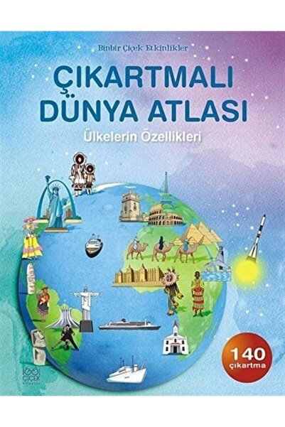 1001 Çiçek Kitaplar Dünya Atlası Çıkartmalı