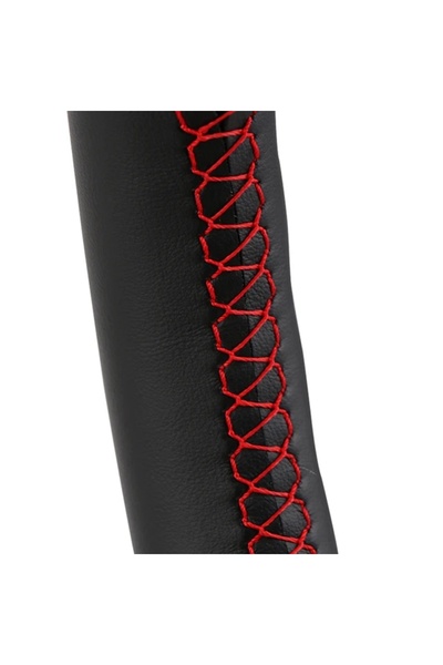 Choice غطاء عجلة قيادة السيارة بخيوط حمراء مخصصة من الجلد المضاد للانزلاق لسي...