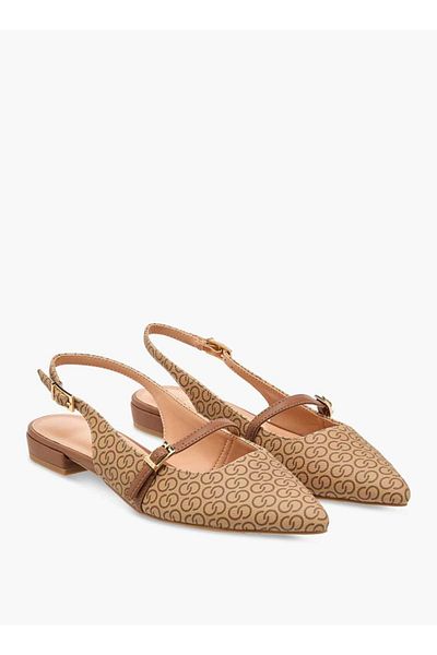 Celeste Women's Monogram Print Slingback Shoes with Buckle Closure