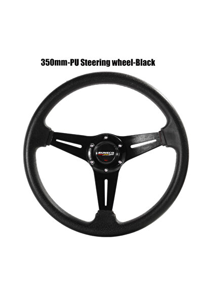 Choice عجلة قيادة رياضية سوداء مقاس 350 مم/14 بوصة من الألومنيوم + البولي يور...