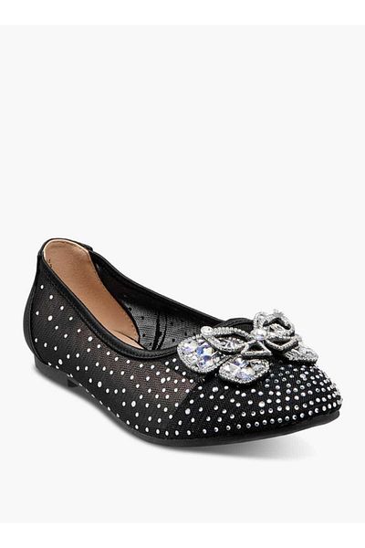 Celeste Girls' Bow Embellished Slip-On Ballerina Shoes