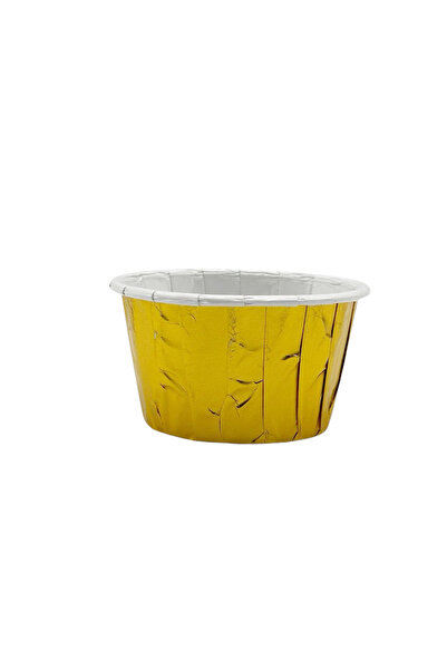 MODGER 50'li Gold Kağıt Muffin Kek Ve Sufle Kapsülü Metalik Altın Sarısı Renkli Cupcake Pişirme Kalıbı