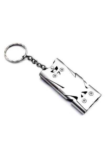 Choice GRAY 1 Pcs Double Pipe Pendant Keychain High Decibel Outdoor Survival Emergency Whistle Camping Tool