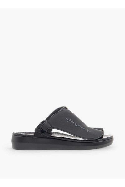 Al Waha Embroidered Slip-On Arabic Sandals with Toe Loop Detail