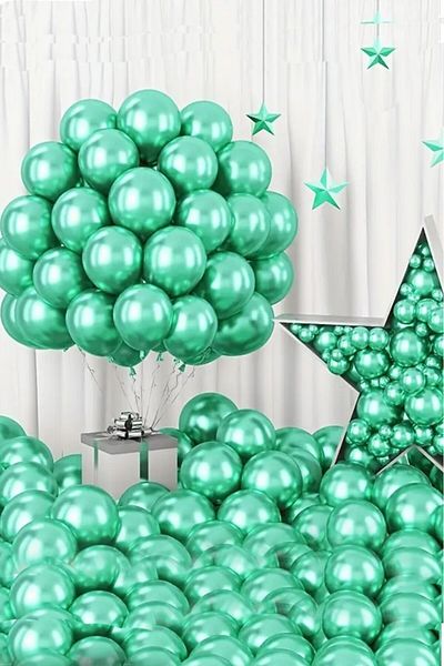 BeySüS Green Chrome Balloon 7 Pieces 12Inch