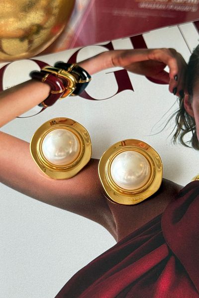 Trendy Butik الصلب لؤلؤة الذهب القرط