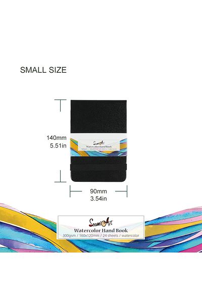 SeamiArt Small (Cold Pressed) SeamiArt A4/A5 Drawing Notebook Sketchbook Handbook 300gsm paper 24sheets for W