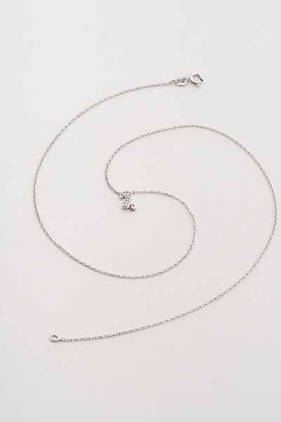 So CHIC... I Harfi 18 Ayar Beyaz Altın Kaplama 45 Cm Gümüş Nazar Kolye