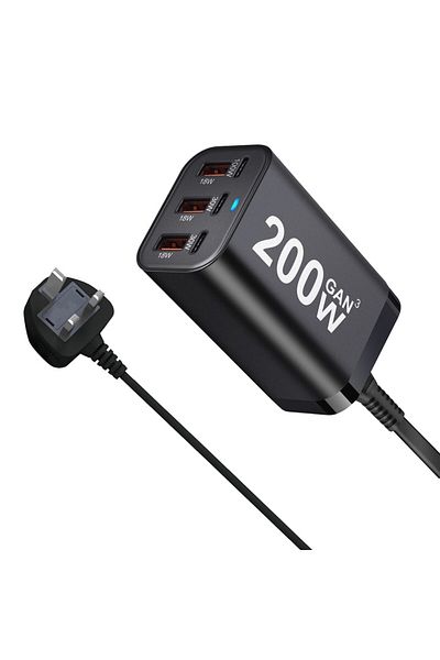 Choice UK USB C Fast 200W 6-Port Charging  Fast  GaN Charger Power Adapter For iPhone 14/13/12 Series, Sams