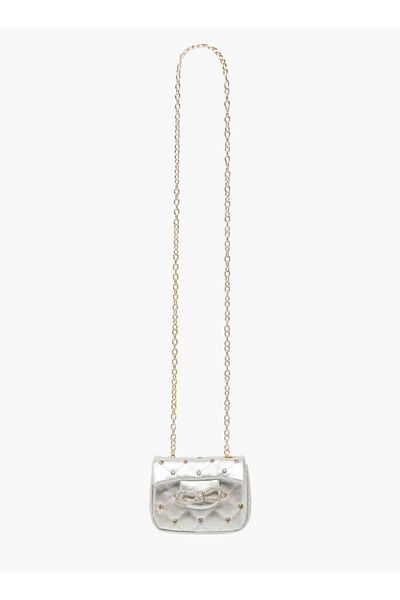 Little Missy Embellished Crossbody Bag with Chain Strap and Button Closure