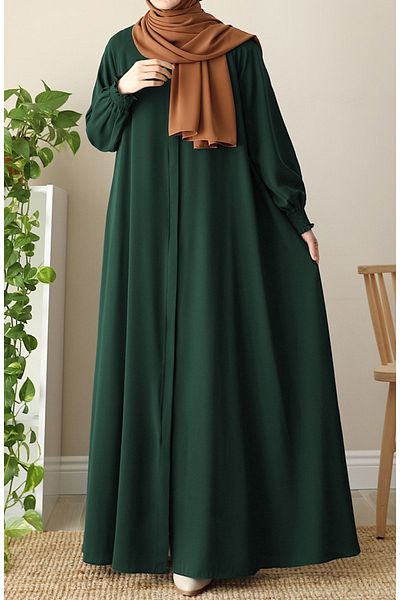 suhneva Asel Mevlana Flared Ferace Green
