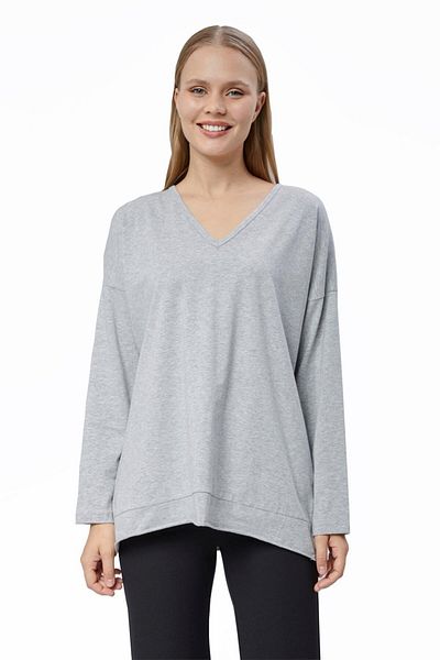 HomeStore Weit geschnittenes T-Shirt mit V-Ausschnitt