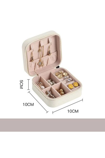 Choice WHITE Portable Mini Jewelry Storage Box Travel Organizer Jewelry Case Leather Storage Earrings Neckl
