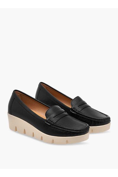 Le Confort Textured Slip-On Loafers with Wedge Heels