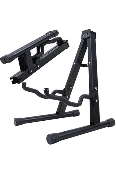 Choice حامل جيتار أسود قابل للطي بإطار معدني عالمي للأرضية للجيتار الكهربائي الكلاسيكي