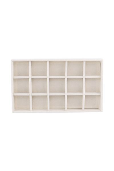 Choice Beige-15slot Velvet Jewelry Box Display Tray Drawer Storage Jewellery Holder For Ring Earrings Neckl