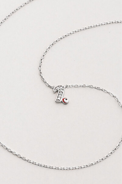 So CHIC... I Harfi 18 Ayar Beyaz Altın Kaplama 45 Cm Gümüş Nazar Kolye