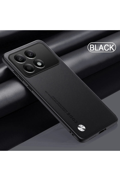 Choice جراب أسود لهاتف Poco X6 Pro، مصنوع من جلد البولي يوريثان الفاخر، مقاوم...