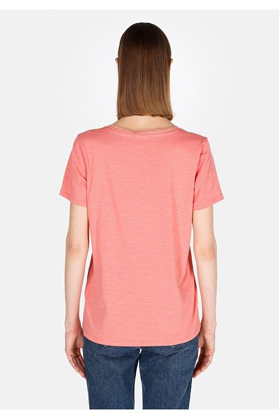Colin's Tricou portocaliu cu mânecă scurtă pentru femei, cu decolteu în V, cu croiala normală