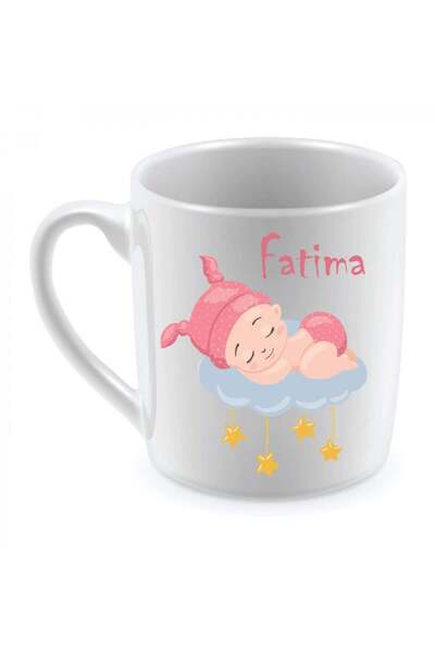 Be Care كوب مج للشاي تصميم طفلة نائمة باسم فاطمة