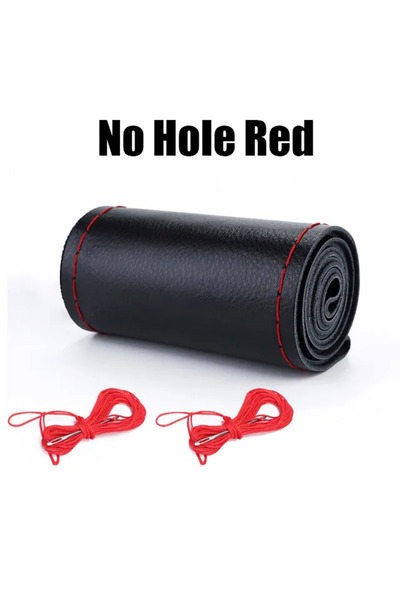 Choice No Hole Red Artificial Leather Steering Wheel Cover Anti-Slip Braiding...
