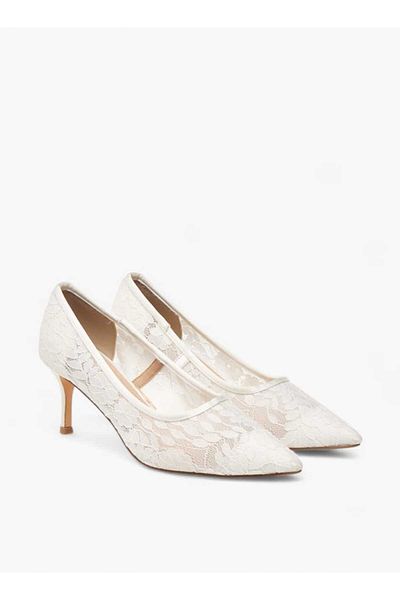 Flora Bella by Shoexpress Flora Bella Lace Textured Slip-On Pumps with Stiletto Heels