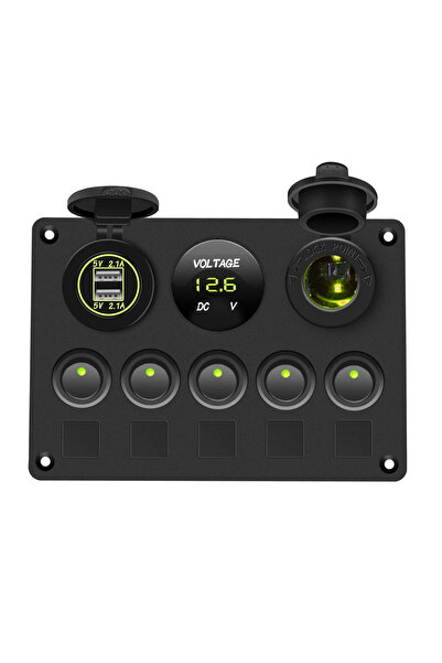 choice2 Green Boat Switch Panel Car Switch Panel Waterproof Digital Voltmeter...
