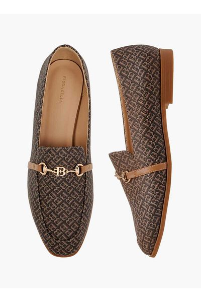 Flora Bella by Shoexpress Flora Bella Monogram Print Loafers with Metallic Detail
