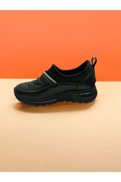 iskarpino Parachute Flexible Fabric Stone Thick Sole Women's Black Casual Walking Shoes Sneaker
