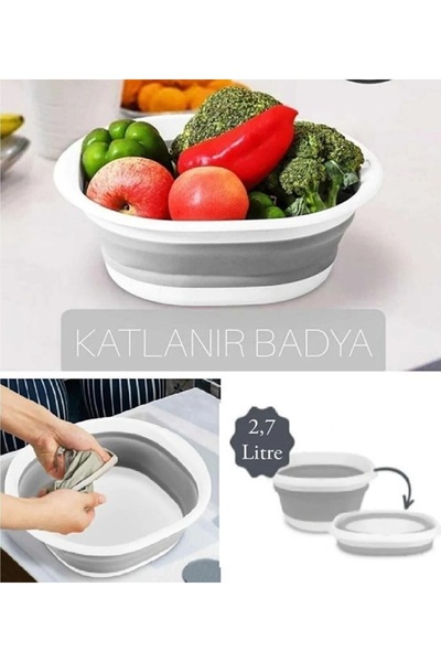 Dükkanönü Katlanılabilir Kare Badya 2.7 Litre Lüks Badya Bulaşıklık Sebze Mey...