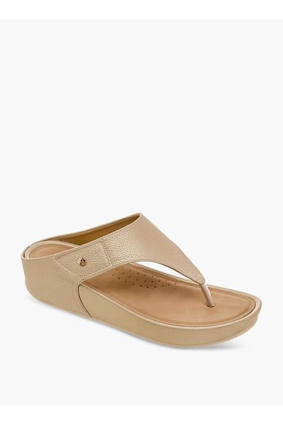 Flora Bella by Shoexpress Flora Bella Textured Slip-On Comfort Sandals with Wedge Heels