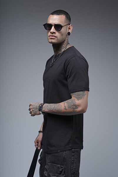 king brich Filthy Collar Sleeve Fold Regular Fit Plain Basic Men's T-Shirt