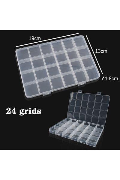 Choice 19x13x1.8 Plastic Jewelry Box 10/15/24 Compartment Slot Organizer Storage Beads Container Adjustable