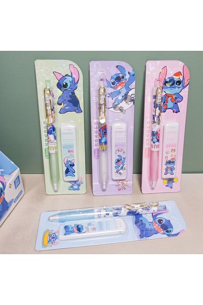 Choice random 4pcs 4/24pcs Disney Stitch Mechanical Pencil Lead Set Cute Lilo 0.5mm Press No-Sharp Pencil S