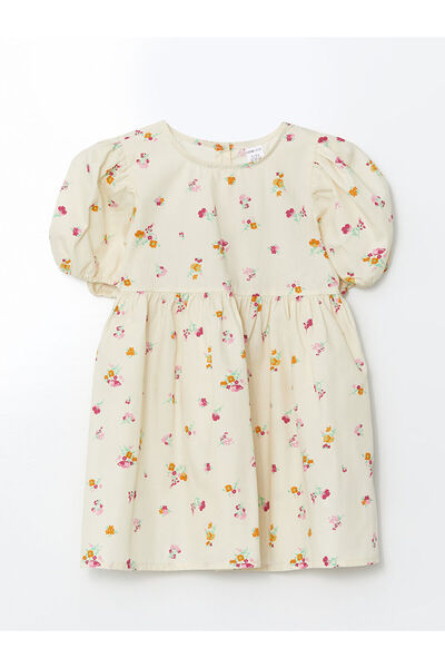 LC Waikiki Bedrucktes Mädchenkleid mit Rundhalsausschnitt