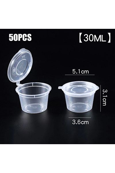 Choice 30ml 50Pcs Plastic Sauce Jars With Lids Food Sauce Cup Disposable Leak-Proof Packaging Containers Sa