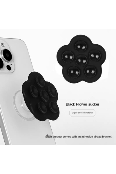 Choice حامل هاتف لاصق من السيليكون على شكل زهرة سوداء لهاتف P-Socket Pop Top ...