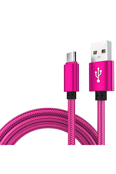Choice كابل شاحن USB A إلى Type C بطول 1 متر باللون الأحمر الوردي، كابل شحن س...