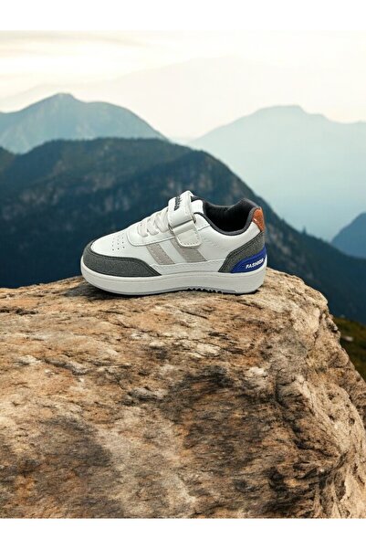 iskarpino Gray White Girl's Velcro Casual Sports Shoes Sneakers