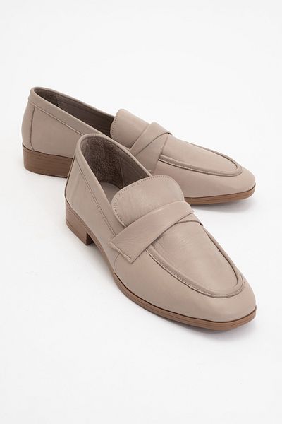 LuviShoes Γυναικεία Loafer Παπούτσια SPLICE Stone Γνήσιο Δέρμα