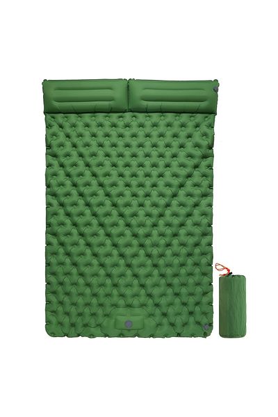 LAAOVE green 2025 NEW Double Inflatable Mattress with Built-in Pillow Pump Outdoor Sleeping Pad Camping Air