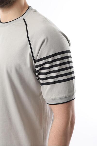 Madmext Boyalı Gri Baskılı Reglan Kol Erkek Şort T-shirt Takımı E7306