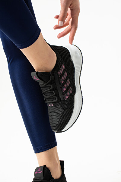 LUXEON Γυναικεία μαύρα φούξια κορδόνια ορθοπεδικά πλεκτά με ελαφριά σόλα αθλητικά παπούτσια καθημερινά για περπάτημα