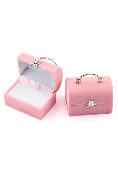 Choice Pink 1 Piece Small Jewelry Box Velvet wedding Ring box Necklace Display Box Cute Bear Gift box Conta