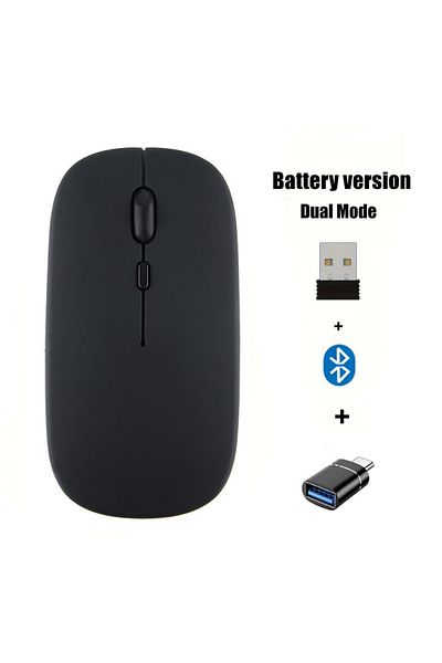 congdi Black with OTG Portable Wireless Mouse Bluetooth-compatible 2.4GHz Dual Modes Computer Mice with Nan