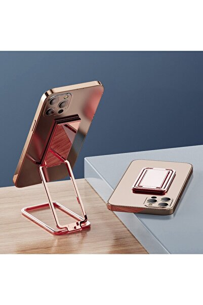 Choice حامل هاتف عالمي معدني باللون الذهبي الوردي على شكل حلقة إصبع حامل هاتف...